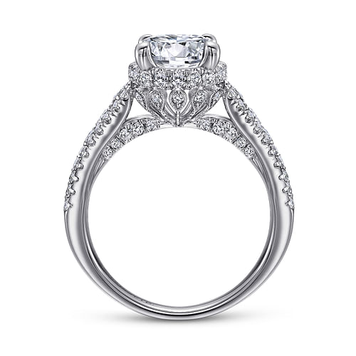 Platinum Round Wide Band Diamond Engagement Ring