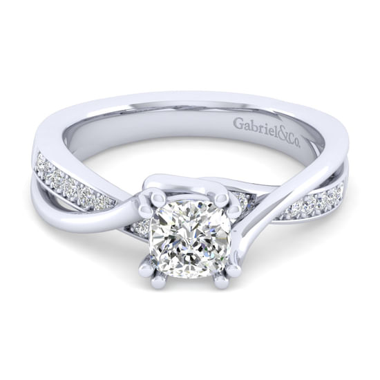 Gabriel - Platinum Twisted Cushion Cut Diamond Engagement Ring