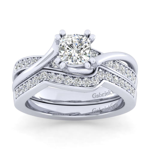 Platinum Twisted Cushion Cut Diamond Engagement Ring