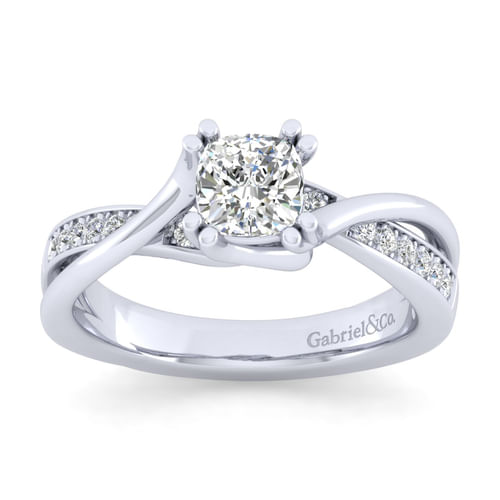 Platinum Twisted Cushion Cut Diamond Engagement Ring