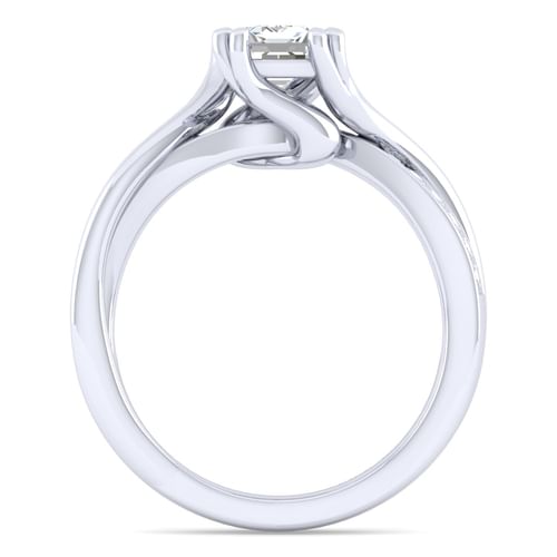Platinum Twisted Emerald Cut Diamond Engagement Ring