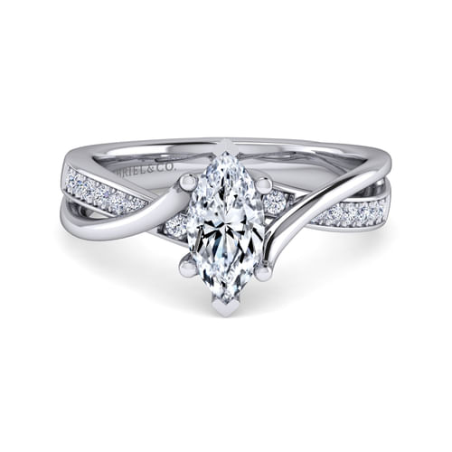 Platinum Twisted Marquise Shape Diamond Engagement Ring