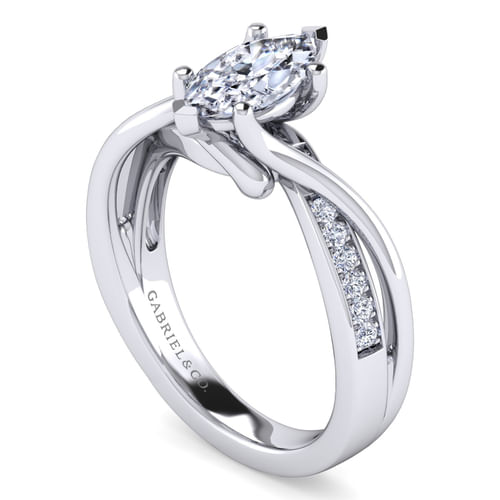 Platinum Twisted Marquise Shape Diamond Engagement Ring