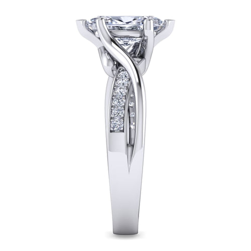 Platinum Twisted Marquise Shape Diamond Engagement Ring