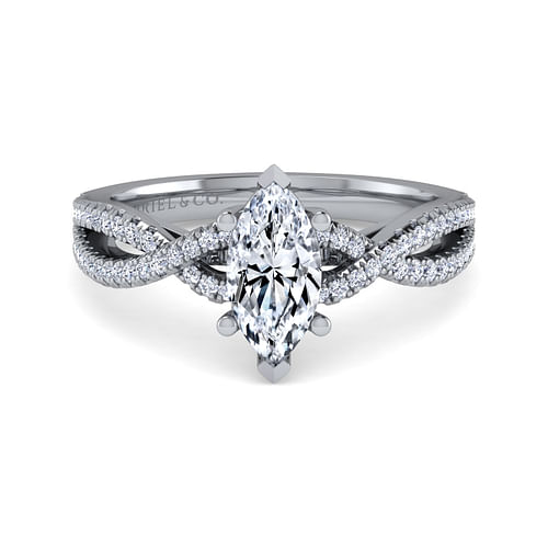 Platinum Twisted Marquise Shape Diamond Engagement Ring