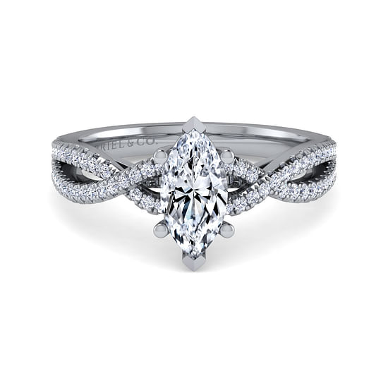 Gabriel - Platinum Twisted Marquise Shape Diamond Engagement Ring