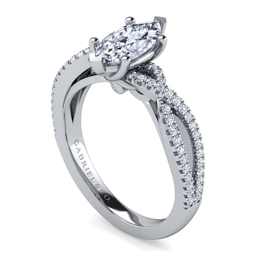 Platinum Twisted Marquise Shape Diamond Engagement Ring