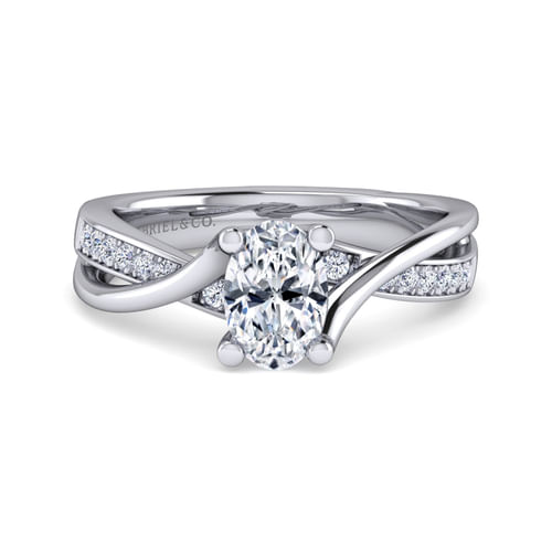 Platinum Twisted Oval Diamond Engagement Ring