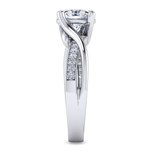 Platinum Twisted Oval Diamond Engagement Ring
