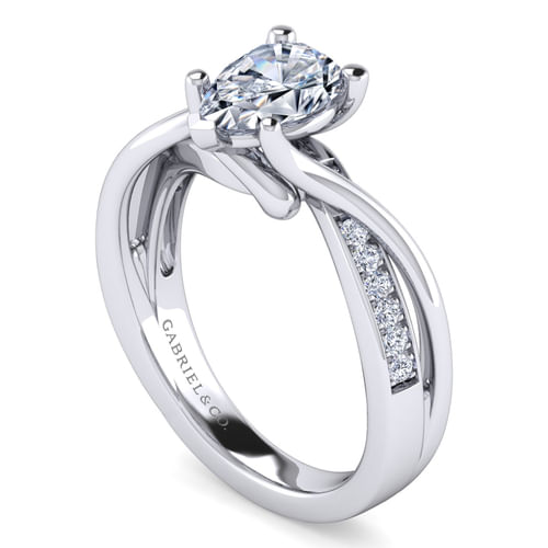 Platinum Twisted Pear Shape Diamond Engagement Ring