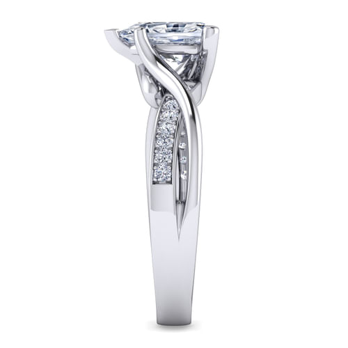 Platinum Twisted Pear Shape Diamond Engagement Ring