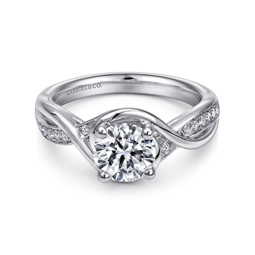 Platinum Twisted Round Diamond Channel Set Engagement Ring