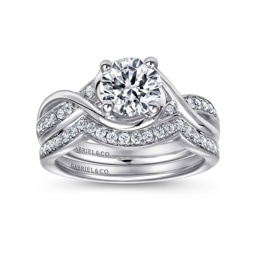 Platinum Twisted Round Diamond Channel Set Engagement Ring