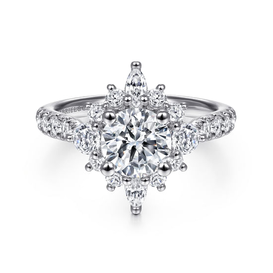 Gabriel - Platinum Unique Round Halo Engagement Ring