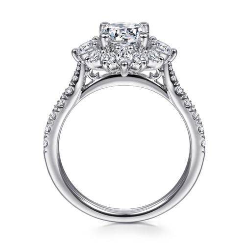 Platinum Unique Round Halo Engagement Ring