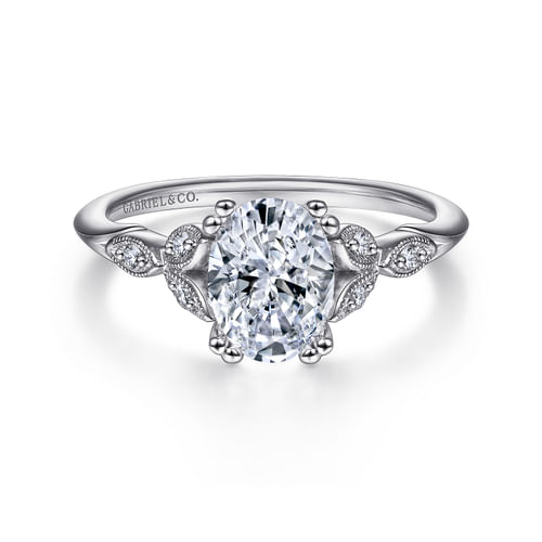 Platinum Vintage Inspired Oval Split Shank Diamond Engagement Ring