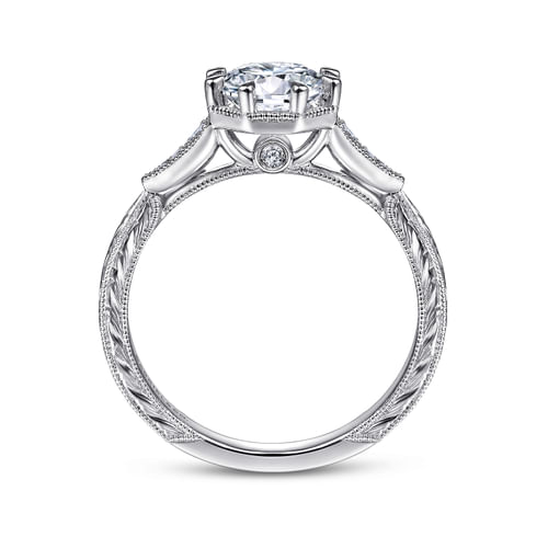 Platinum Vintage Inspired Round Diamond Channel Set Engagement Ring