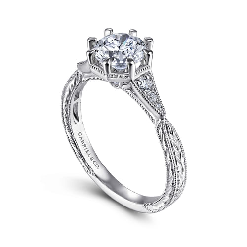 Platinum Vintage Inspired Round Diamond Channel Set Engagement Ring