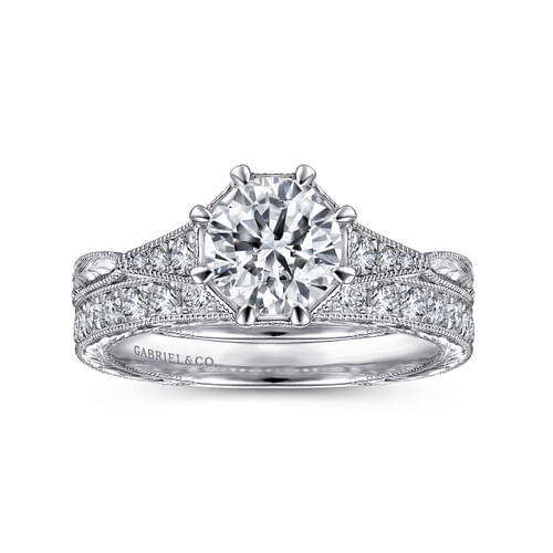 Platinum Vintage Inspired Round Diamond Channel Set Engagement Ring