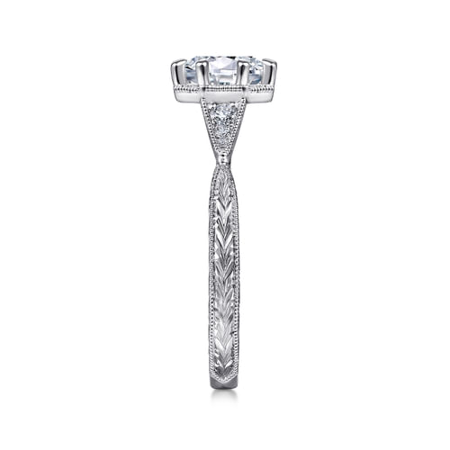 Platinum Vintage Inspired Round Diamond Channel Set Engagement Ring