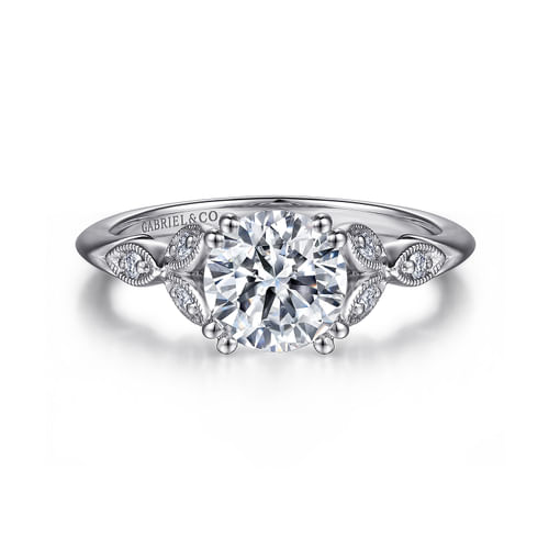 Platinum Vintage Inspired Round Split Shank Diamond Engagement Ring