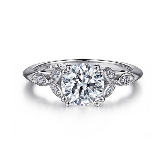 Gabriel - Platinum Vintage Inspired Round Split Shank Diamond Engagement Ring