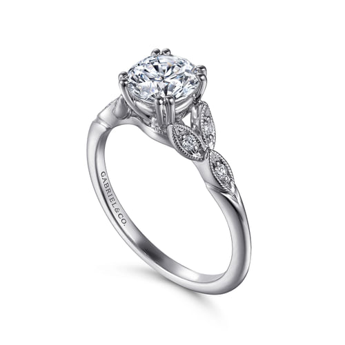 Platinum Vintage Inspired Round Split Shank Diamond Engagement Ring