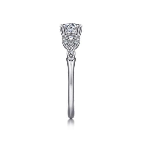 Platinum Vintage Inspired Round Split Shank Diamond Engagement Ring