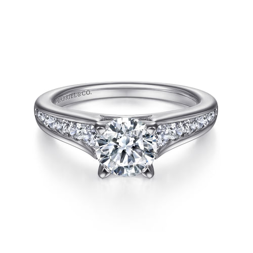 Round Diamond Channel Set Engagement Ring in Platinum