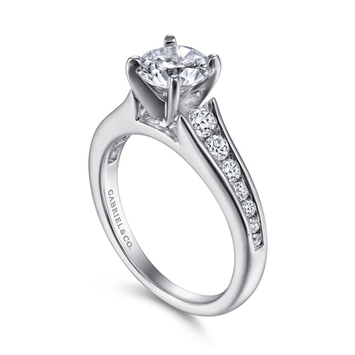 Round Diamond Channel Set Engagement Ring in Platinum
