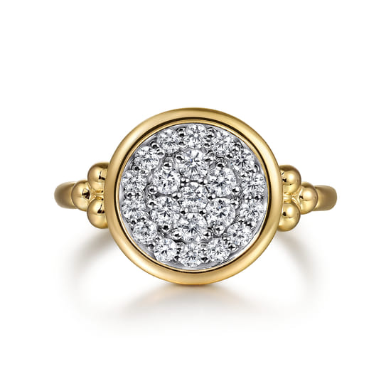 Signet Ring 14K White and Yellow Gold Diamond 0.5ct Bujukan Signet Ring 14K White and Yellow Gold Diamond 0.5ct Bujukan