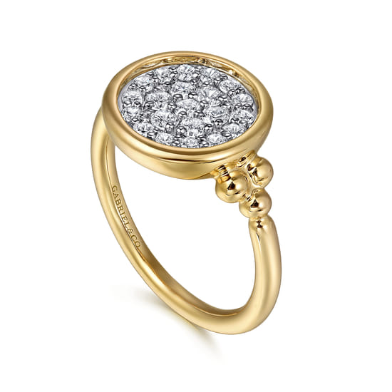 Signet Ring 14K White and Yellow Gold Diamond 0.5ct Bujukan angle 3 Signet Ring 14K White and Yellow Gold Diamond 0.5ct Bujukan angle 3