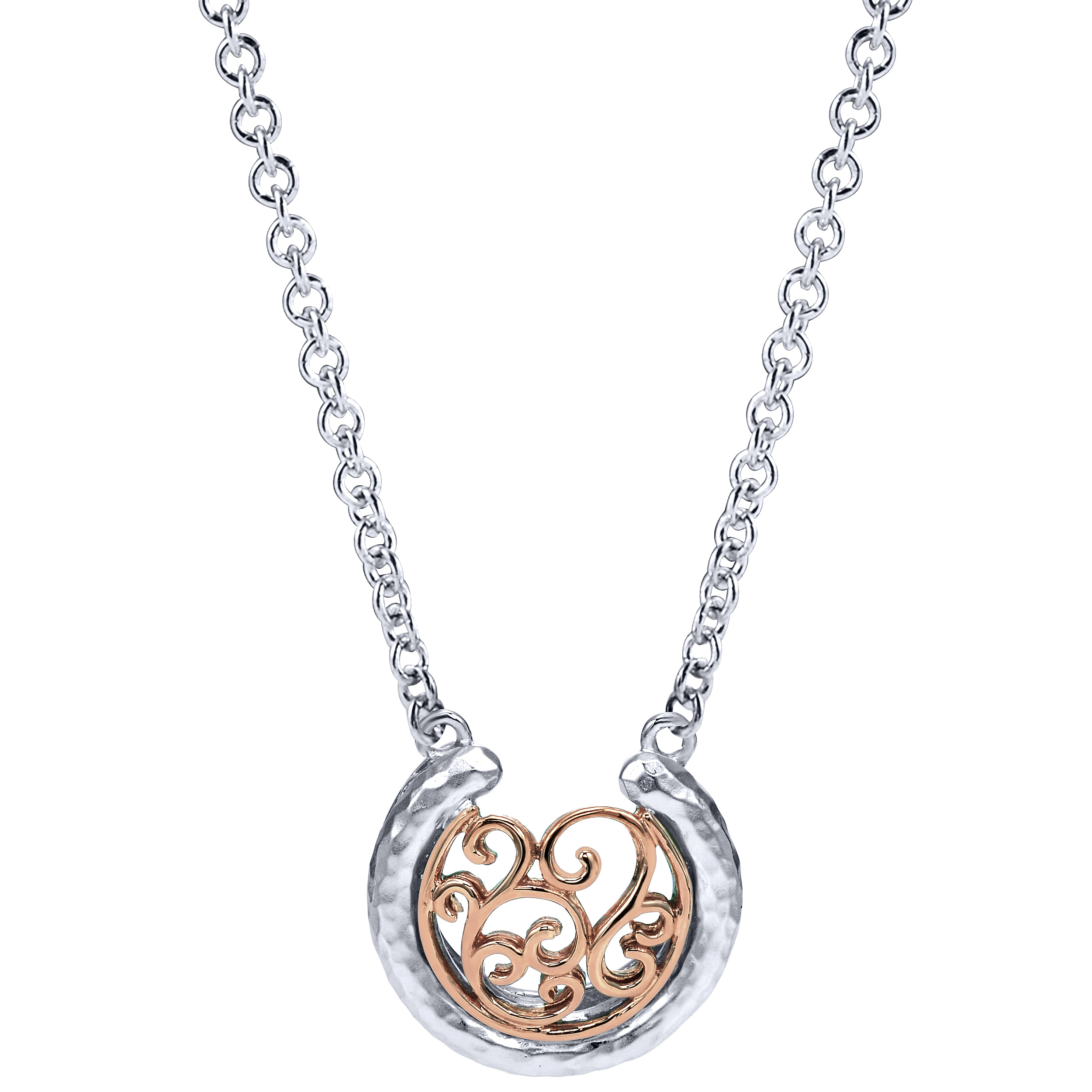 Silver-18K Rose Gold Fashion Necklace