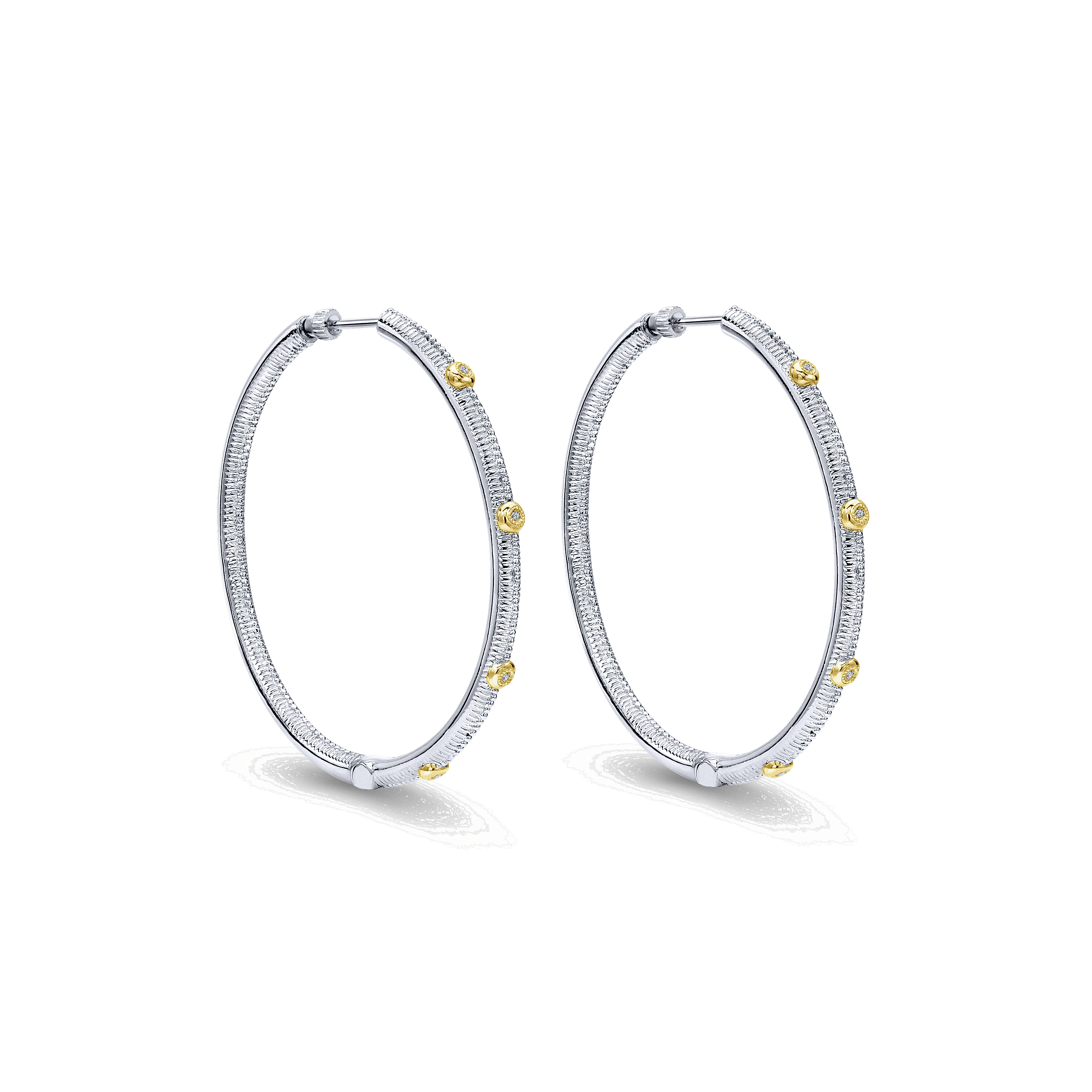 Silver-18K Yellow Gold 50mm Classic Hoop Earrings