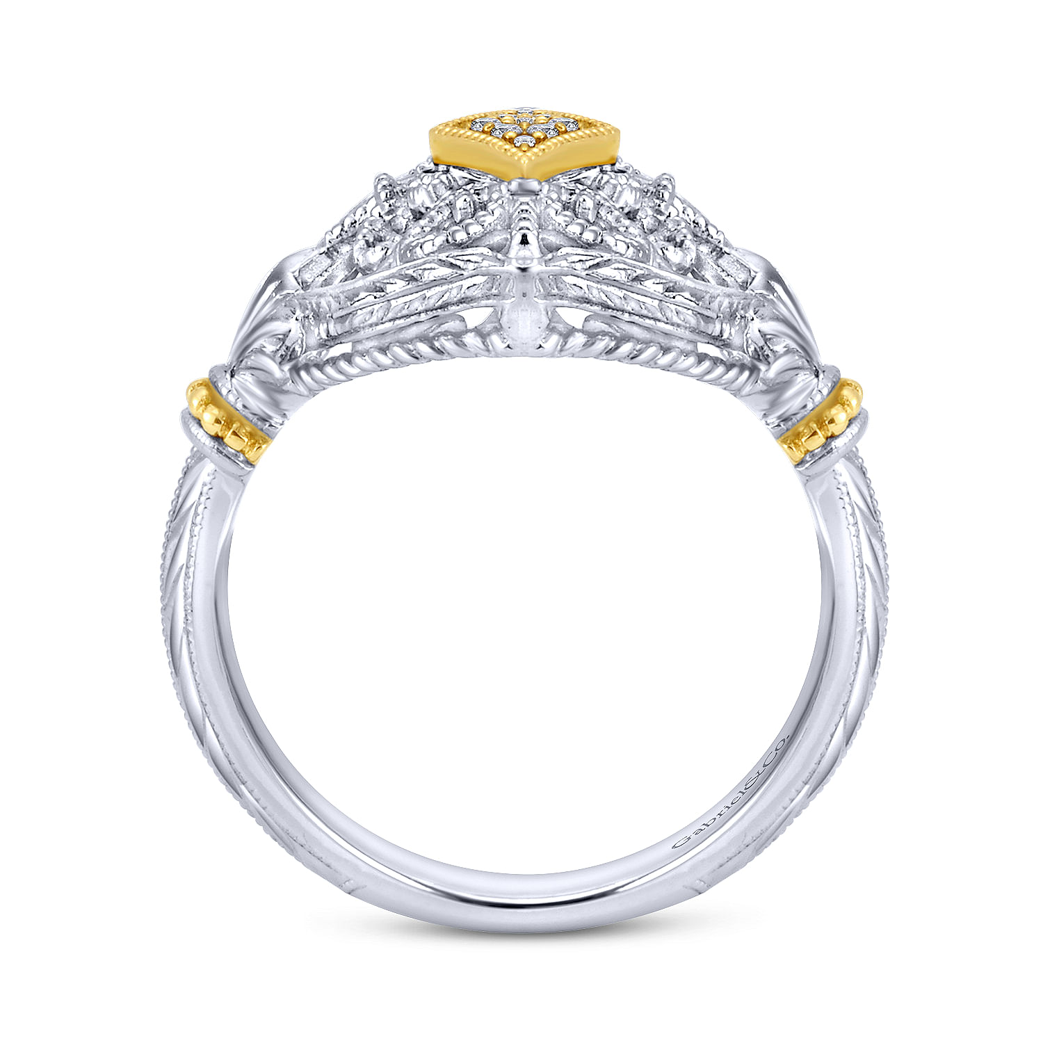 Silver-18K Yellow Gold Diamond Ring