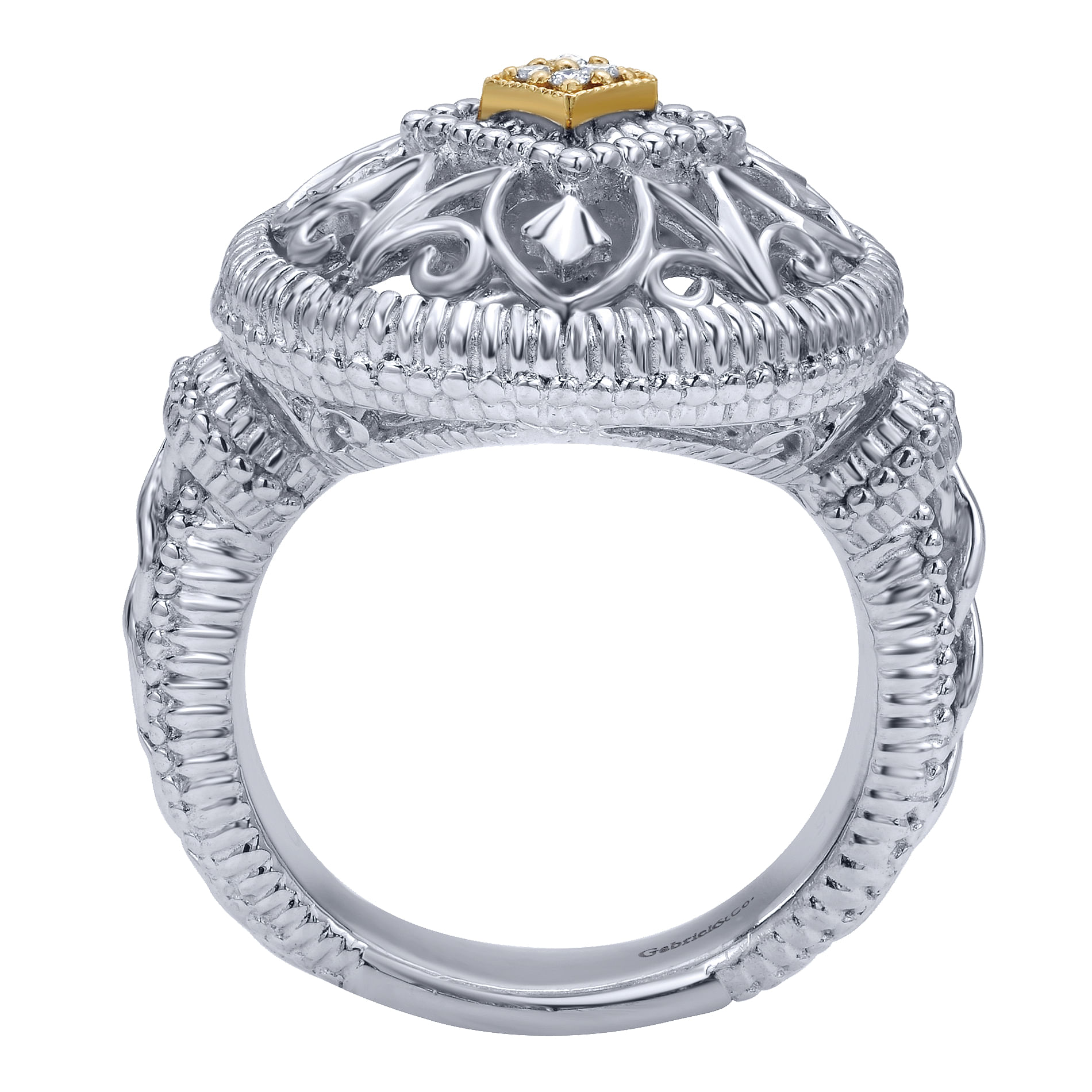 Silver-18K Yellow Gold Fashion Ladies Ring