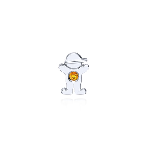 Silver Citrine Little Boy Charm Pendant