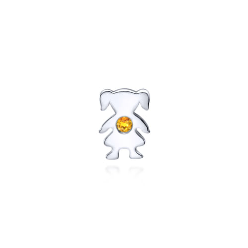 Silver Citrine Little Girl Charm Pendant