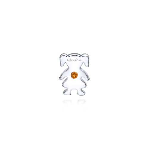 Silver Citrine Little Girl Charm Pendant