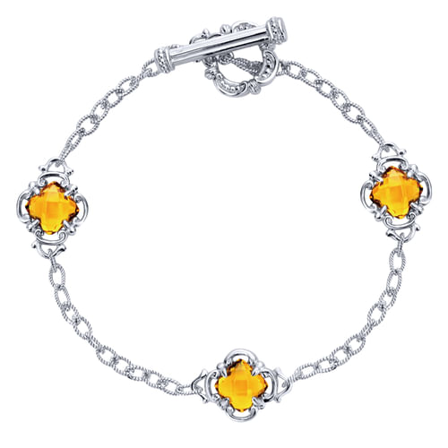 Silver Citrine Station Bracelet