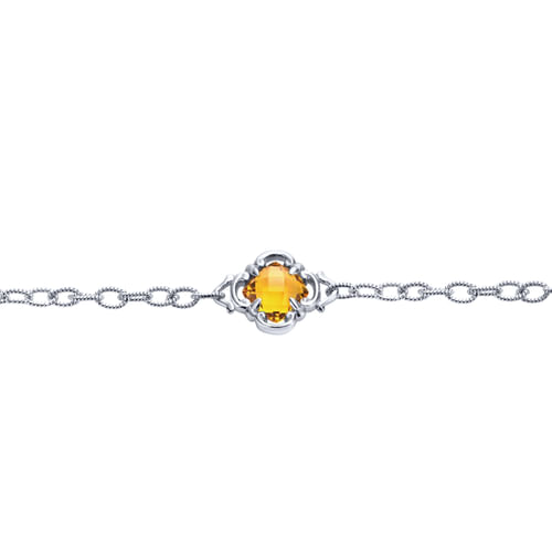 Silver Citrine Station Bracelet