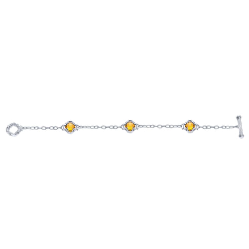 Silver Citrine Station Bracelet