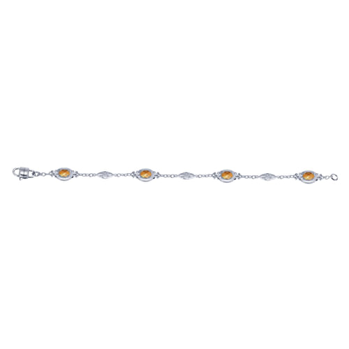 Silver Oval Citrine Station Bracelet