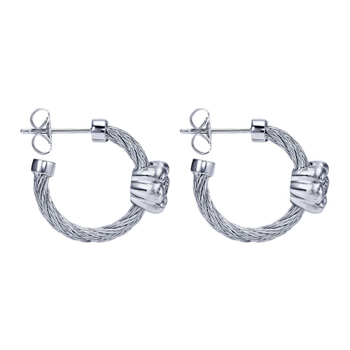 Silver-Stainless Steel 20mm Classic Hoop Earrings