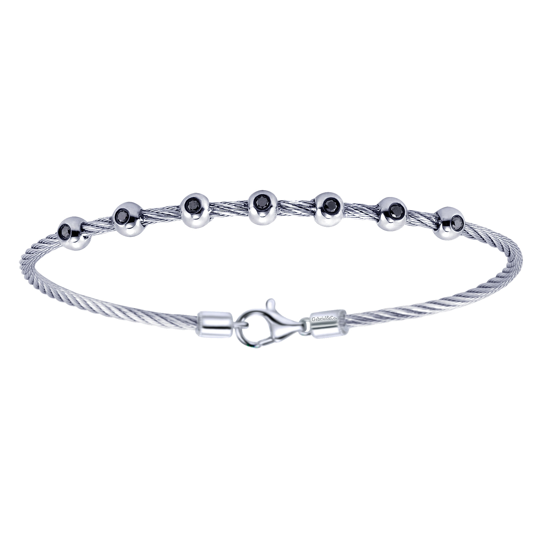 Silver-Stainless Steel Black Fashion Bracelet