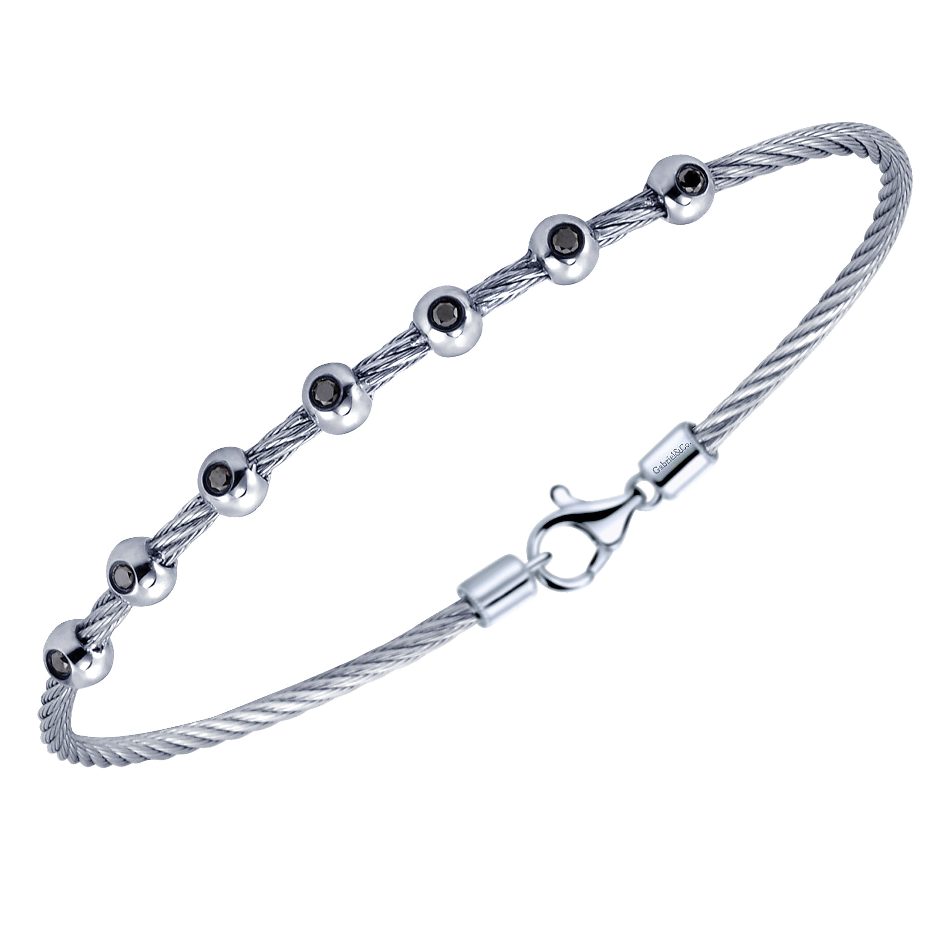Silver-Stainless Steel Black Fashion Bracelet