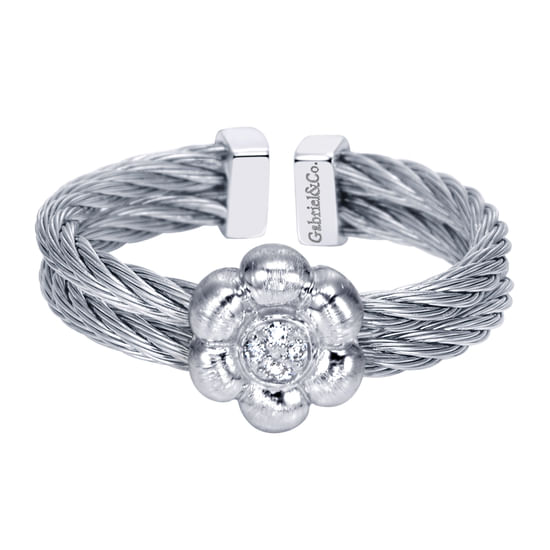 Gabriel - Silver-Stainless Steel Fashion Ladies Ring
