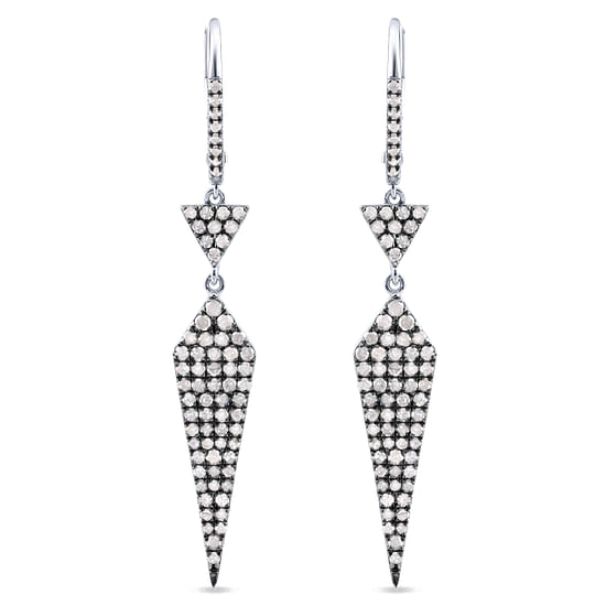 Gabriel - Silver with Black Rhodium Triangle and Kite Linear Drop Diamond Earrings