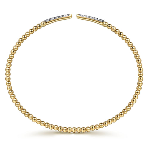 Split 14K Yellow Gold Bujukan Bead Cuff Bracelet with Diamond Pavé Spikes