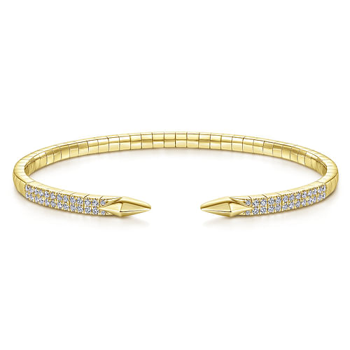 Split 14K Yellow Gold Diamond Spear Bangle